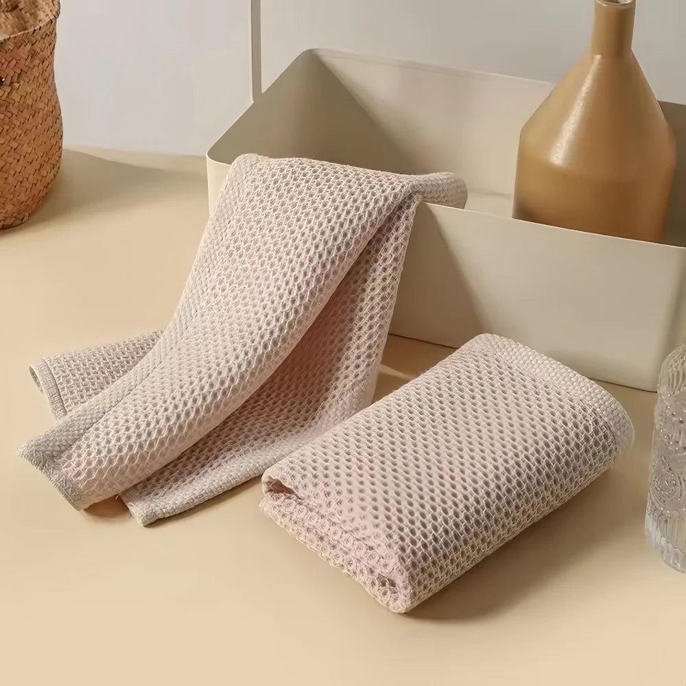 2/6Pcs Honeycomb 100% Cotton Dishcloth Towel Soft Absorbent Hand Towel Quick drying Home Kitchen Efficient Cleaning Cloth Tools