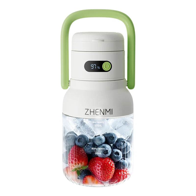 Bærbar juicer, 33 oz. Fartøj, USB-C genopladelig, let at rengøre, velegnet til juice af frugter og grøntsag,