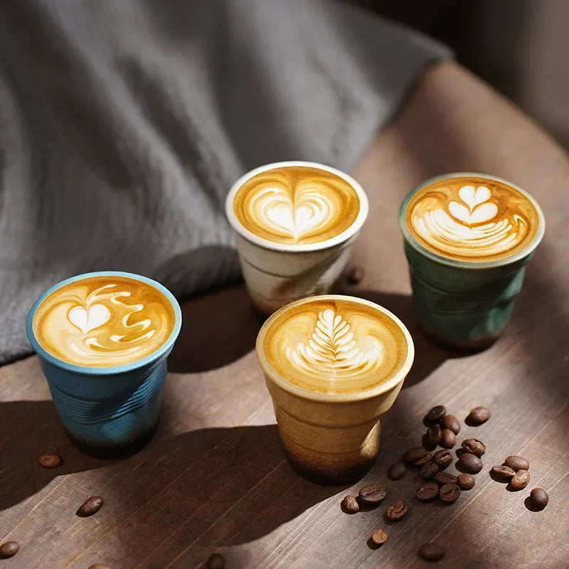 90ml INS Irregular Ceramic Mug Hand-pinch Coffee Cup Mugs Funny Glass Drinking Glasses Kawaii Cup Dessert Plate Mugs Coffee Cup