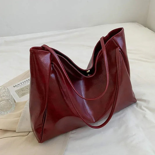 Borsa tote da donna Borsa sottobraccio alla moda Borsa a tracolla in morbida pelle PU di grande capacità Borsa a tracolla retrò Borse a secchiello portatili casual