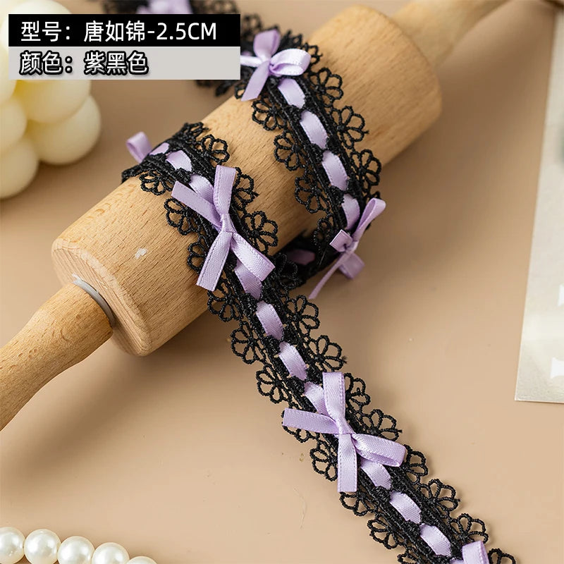 2Meters Bow Decorative Lace Trim Ribbons For Crafts Party Dress Sewing Diy Supplies Handmade Fabric Gift Wrapping Trimming Black