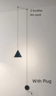 Modern Black Metal Long Wire Cone Shape Pendant Lamp Kitchen Island LED Vintage Hanging Lamp Bedside Suspension Lighting