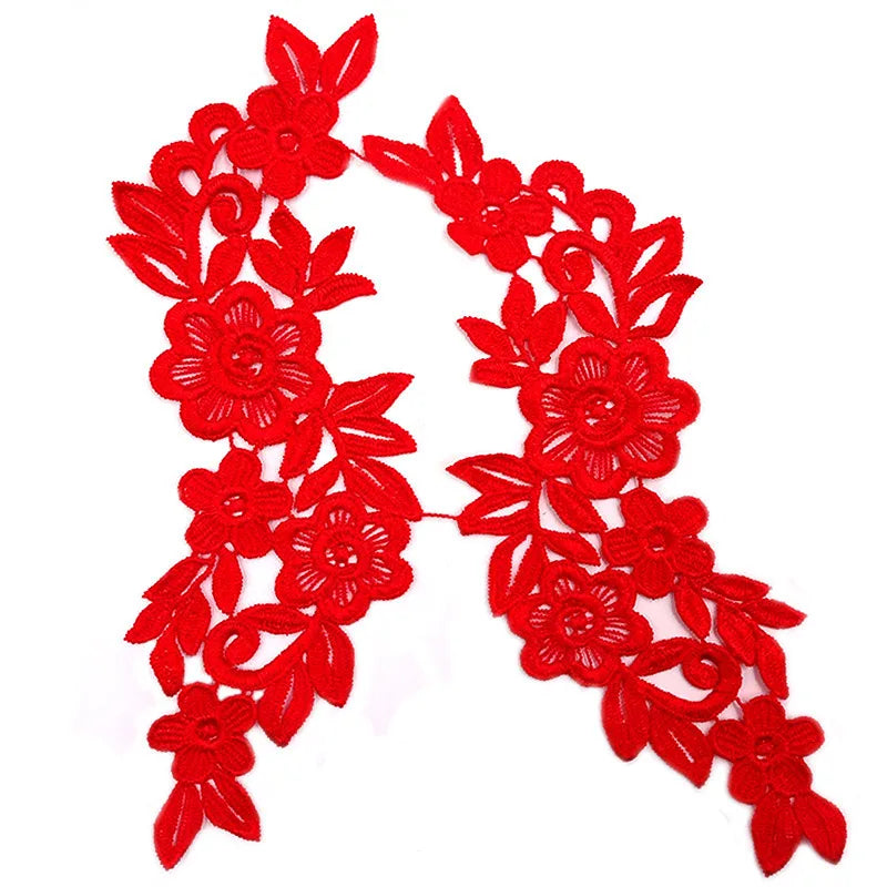 1 Pair Lace Fabric Applique Flower Wedding Fabric for Costume Dress Decor Patch Sewing Applique Crafts DIY Clothing Accessories