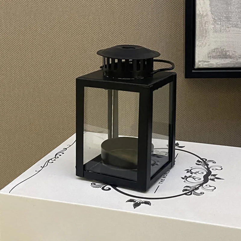 Nordic Metal Candle Holder Lanterns Shaped Iron Art Candlestick Hanging Candle Stand Wedding Party Courtyard Garden Decoration