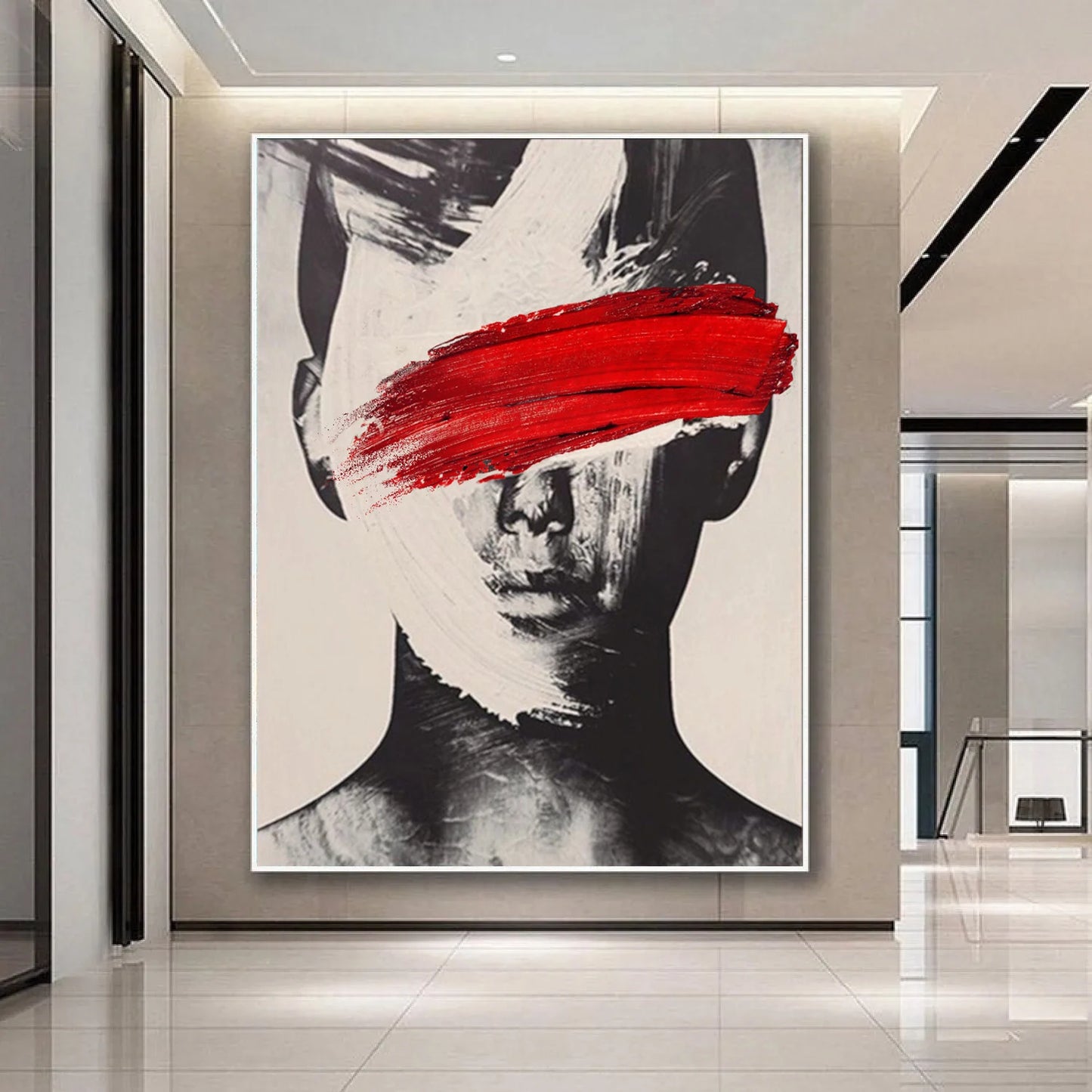 100% Handmade Black White Portrait Oil Paintings Nodic Abstract Figure Canvas Painting Artworks for Living Room Home Wall Decor
