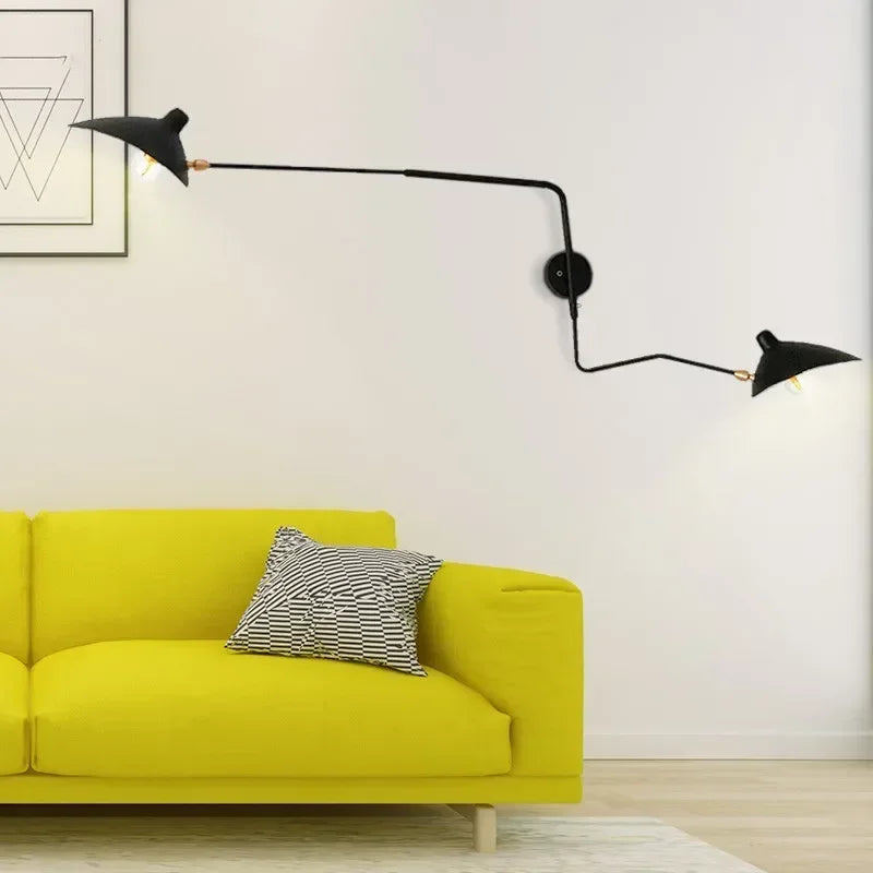 French Designer Long Arm Wall Sconce Lamp Rotary Led Light for Living Room Bedroom