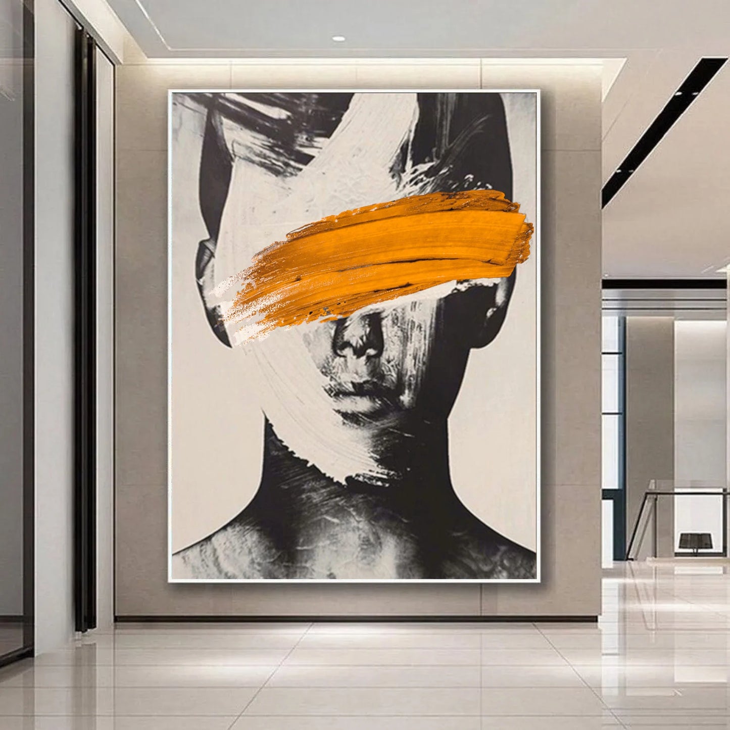 100% Handmade Black White Portrait Oil Paintings Nodic Abstract Figure Canvas Painting Artworks for Living Room Home Wall Decor