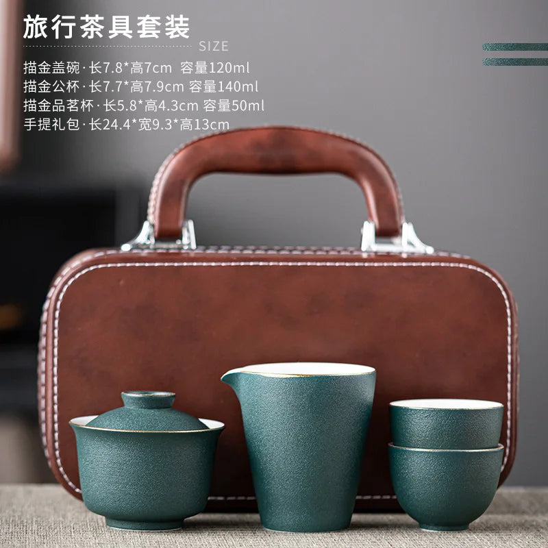 Light Luxury Portable Ceramic Tea Set Creative Office Kung Fu Tea Set Chinese Outdoor Travel Quick Tea Cup Set Friend Gift