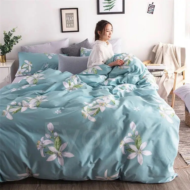 Quilt Cover1.5x2.0m Student Dormitory Single Duvet Cover Double Duvet Single Child 1.1m Lattice Plant Floral Geometric Pattern