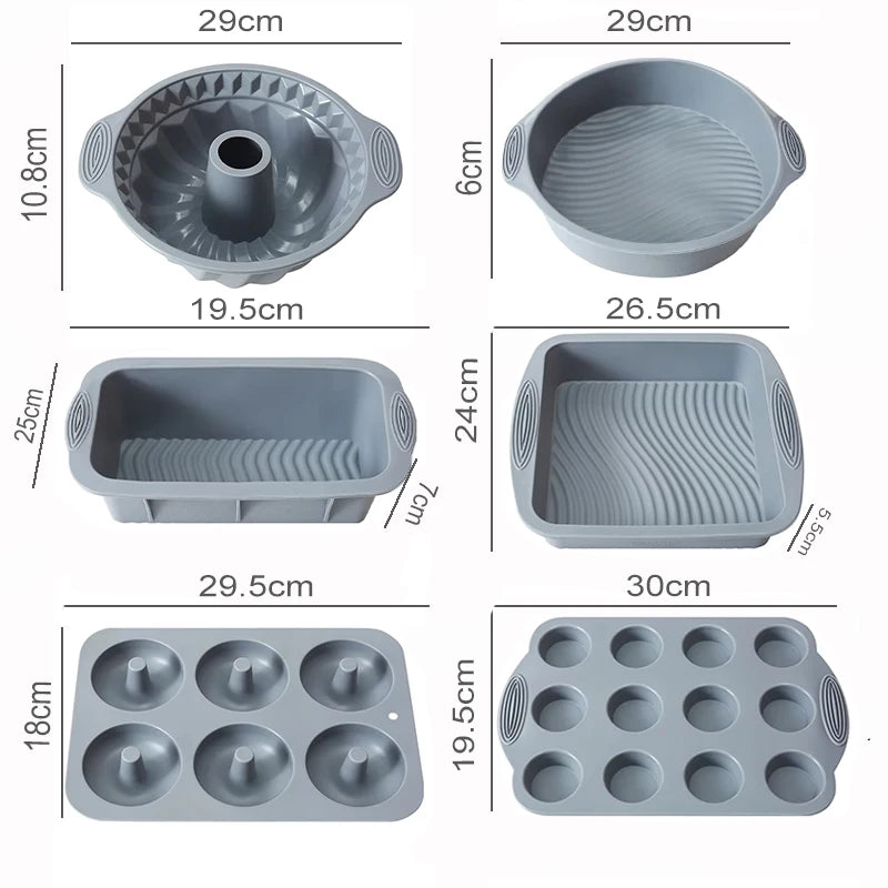 FAIS DU Gray Silicone Mould Set For Pastry Cake Mould Bakeware Dessert Tools Muffin Rectangular Bread Cupcake Baking Accessories