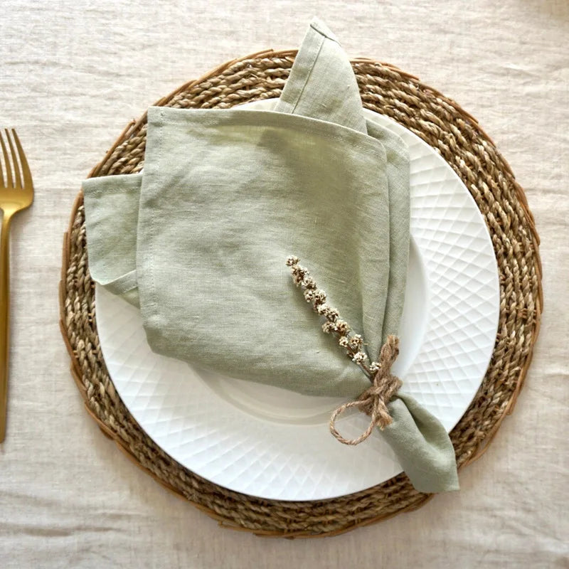 4PCS 40X40CM Pure Linen Napkins Cloths Soft Comfortable Fabric Reusable Kitchen Accessories for Wedding Birthday Parties