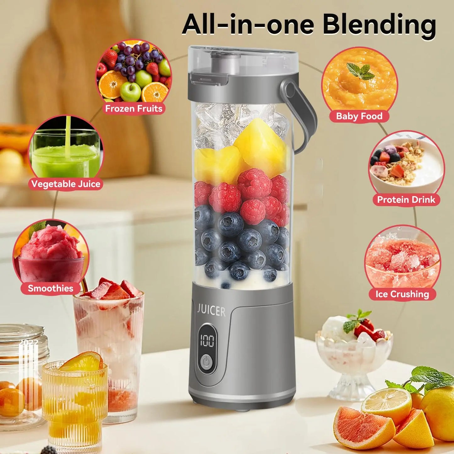 Portable Personal Electric USB Juicer,600ML Mini Blender Portable Blender For Shakes and Smoothies juice