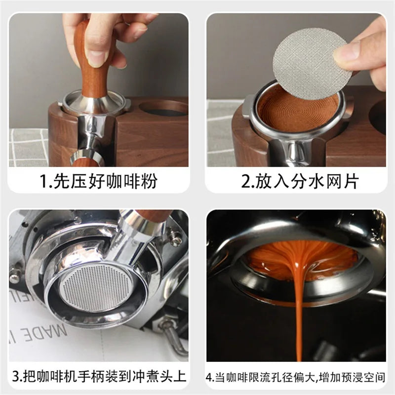 Espresso-Zubehör, Barista-Tuch-Kaffeefilter, wiederverwendbar, Edelstahlsieb, 0,2 mm, für 51/54/58 mm Halter, Siebträger-Set