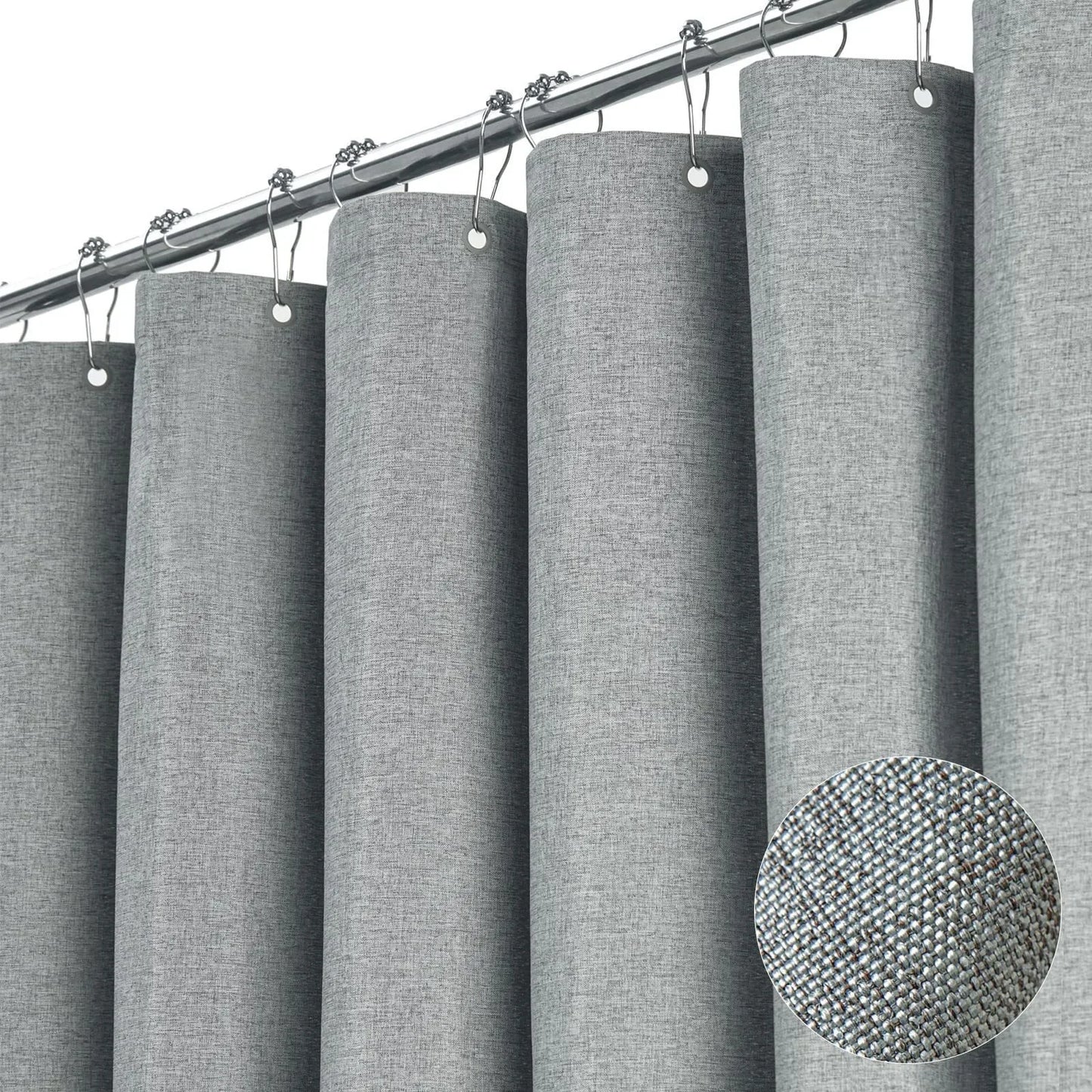 Solid Color Linen Waterproof and Thickened Shower Curtains Bathroom Bathtub Protecting Privacy Bath Covring Curtains with Hooks