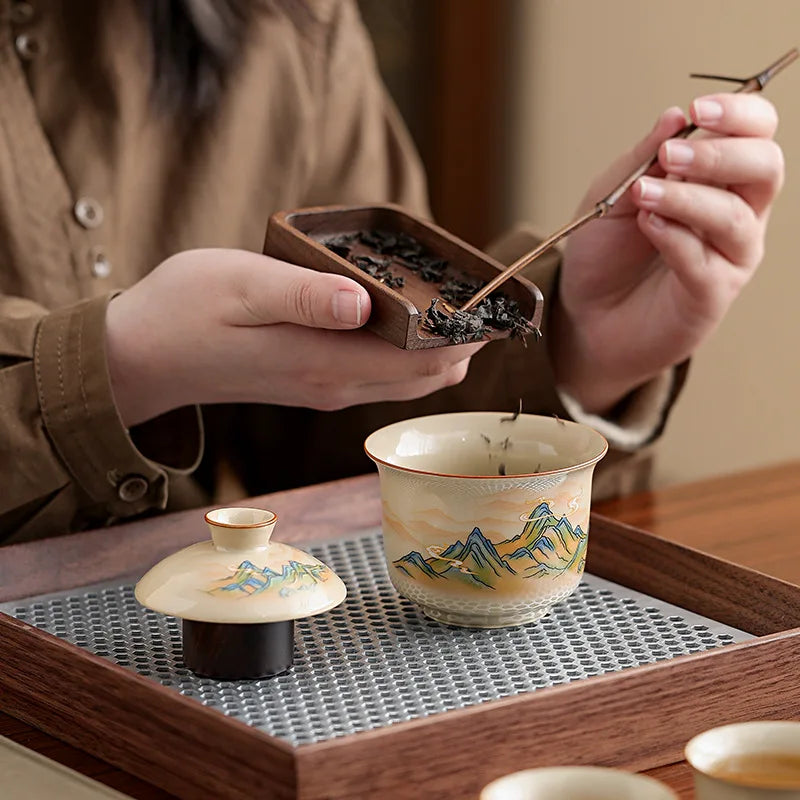 Chinese Style Ceramic Creative Travel Tea Set Household Office Kung Fu Tea Set Portable Outdoor Brewing Teapot Tea Set Gift New