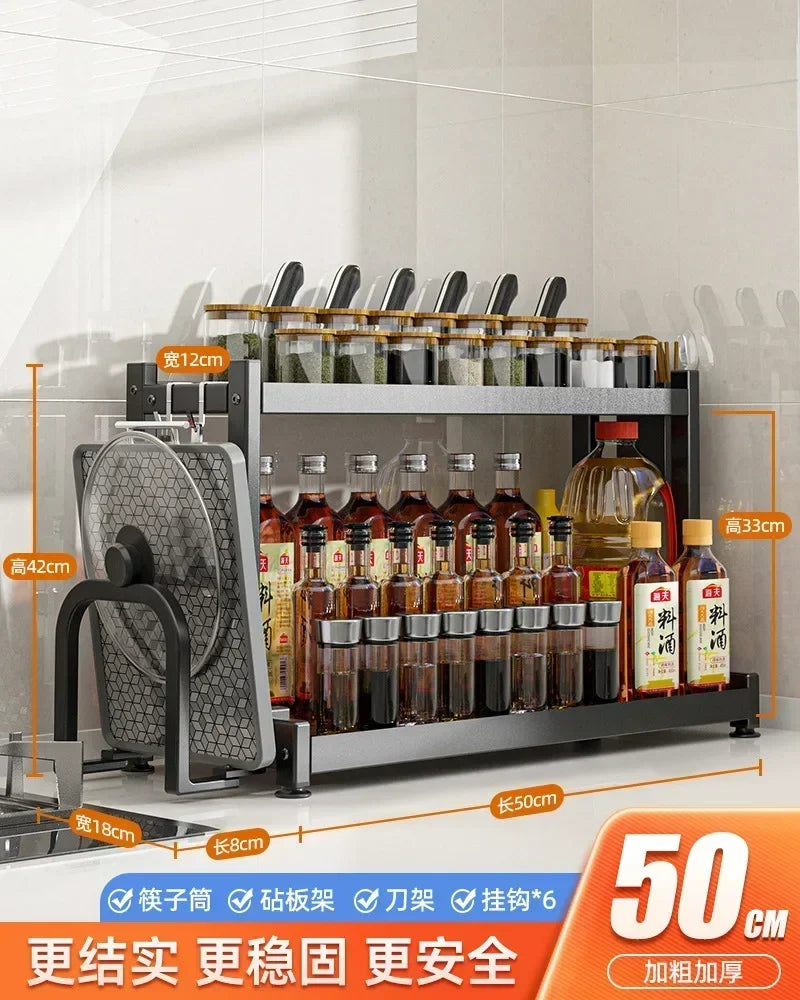 Knife Stand Door Organizer Spices Spice Racks Rack Jars Cutting Seasoning Drain Kitchen 2/3layers Condiments Storage Rack Board