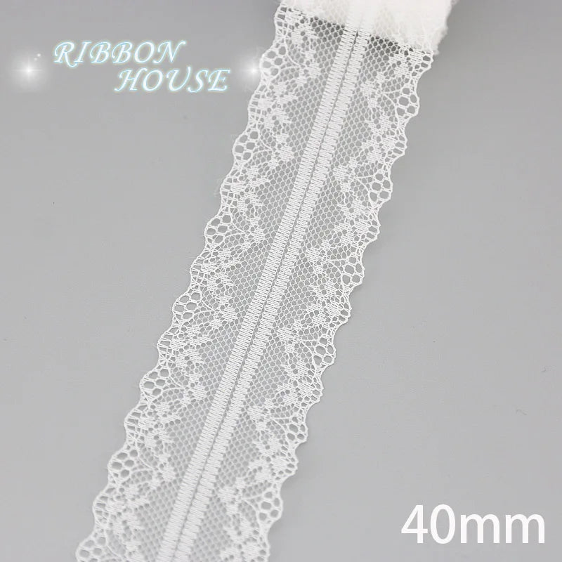 (5 yards/roll) white Lace ribbon fabric Webbing Decoration Lovely gift packing polyester Material