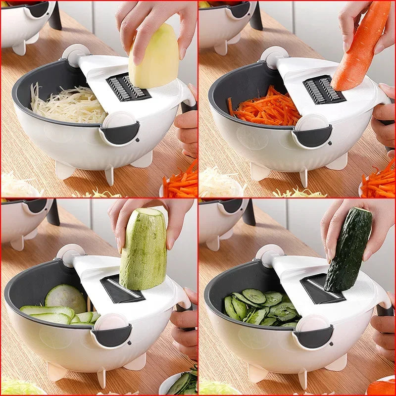 Multifunctionele 2 In 1 Groentesnijder Cutter Chopper Fruit Zeef Mand Spiralizer Rasp Voedsel Dunschiller Mandoline Shredder