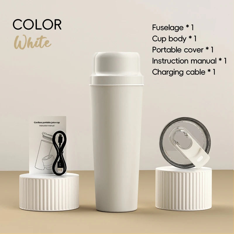 Stainless Steel Wireless Portable Blender 650ml USB Juicer Orange Juice Mixer 20blades Crushed Ice 3000mAh Long-term Insulation