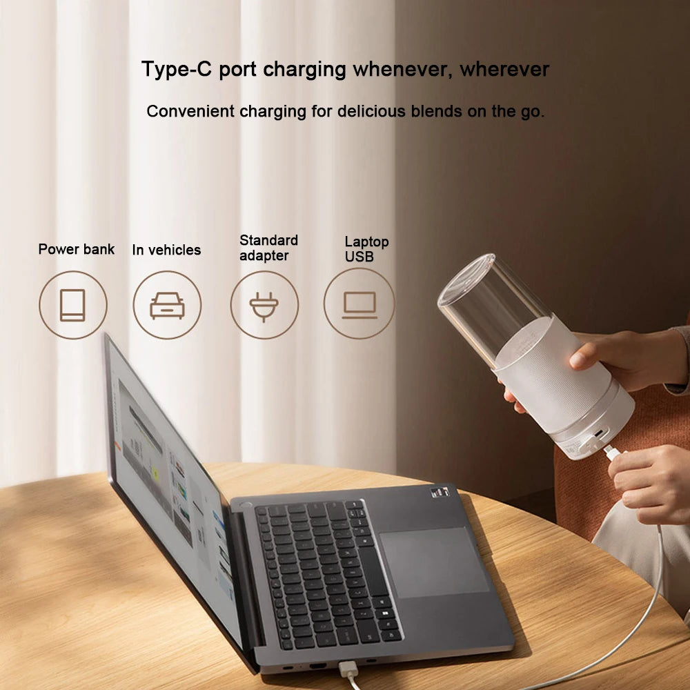Frullatore portatile XIAOMI MIJIA, carica completa per 12 tazze, wireless e portatile, spremiagrumi con capacità 300 ml, 19.500 giri/min