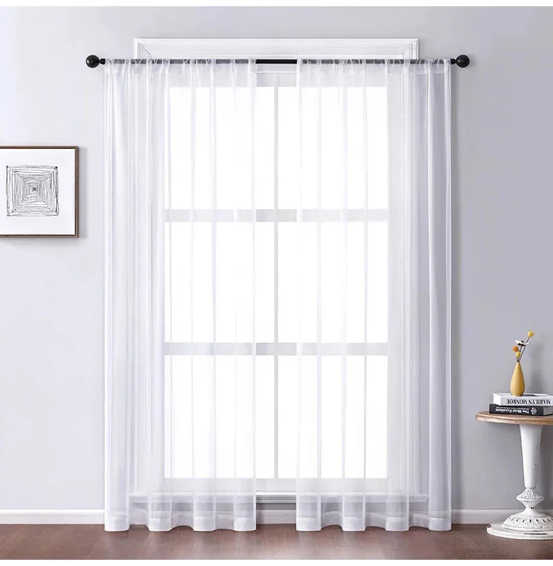 Moderne weiße Vorhänge aus massivem Tüll für Wohnzimmer, Schlafzimmer, Balkon, Fenster, Sichtschutz, durchsichtige Voile-Vorhänge, Gaze-Behandlungen, Tür
