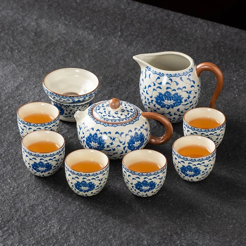 Upscale Tea Sets Ceramic Kung Fu Teaset Teacup Porcelain Service Gaiwan Tea Cups Mug of Tea Ceremony Teapot