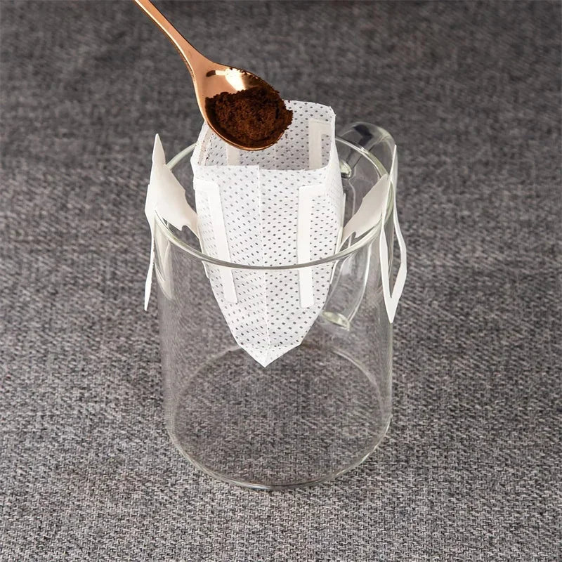 Biodegradable Coffee Filter Bags Disposable Drip Brewing Tool for Coffee Tea Travel Office Home Use Fast Flow Paper Filters