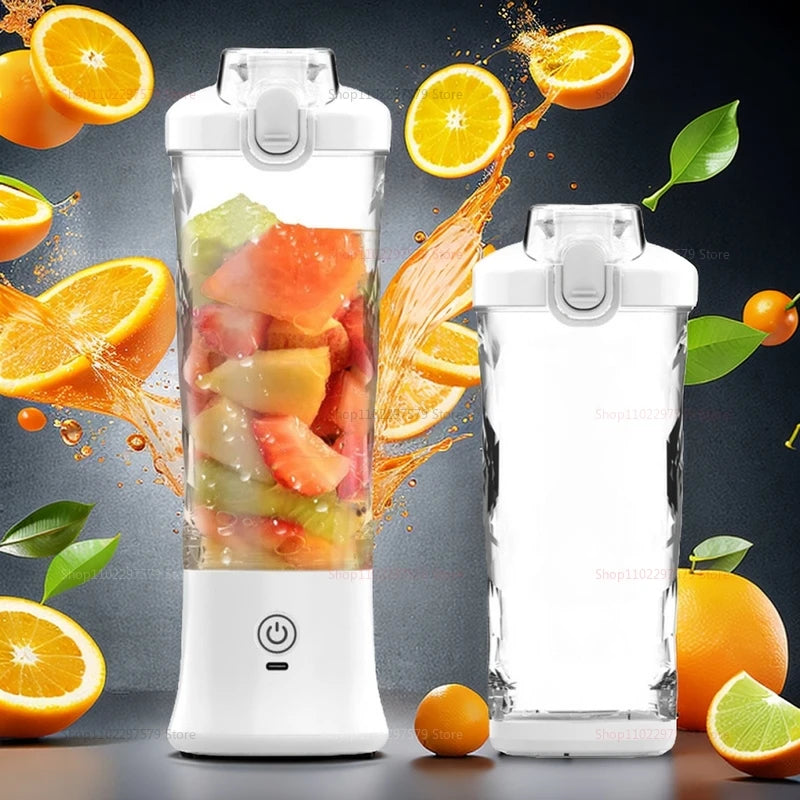 600ml Portable Electric Fruit Juicer Mixer machine USB Rechargeable Mini Fruit Juice Blender with 6 Blades Compact Juice Cup