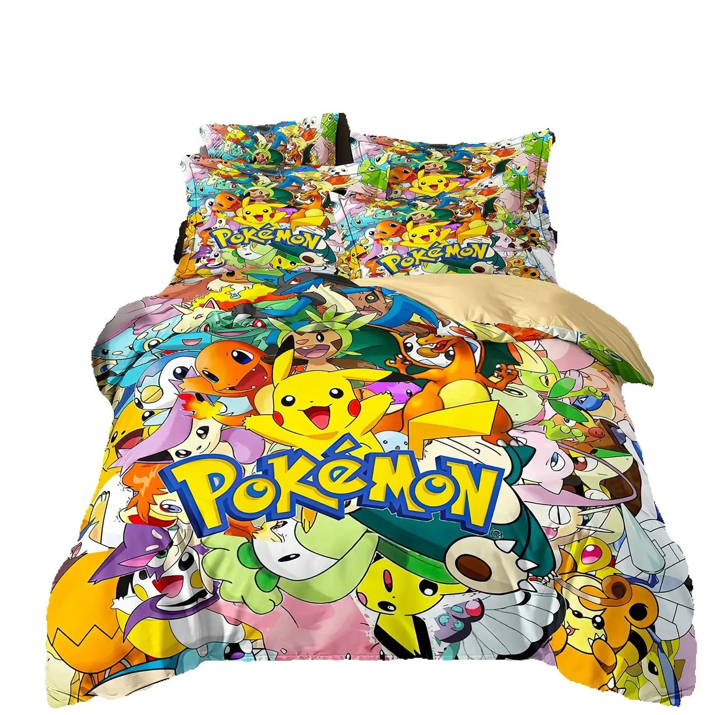 3D Printed Pikachu Bedding Set,Pokemon Duvet Cover,Anime Quilt Duvet Pillowcase for Children Girls Boys Teenagers Adults