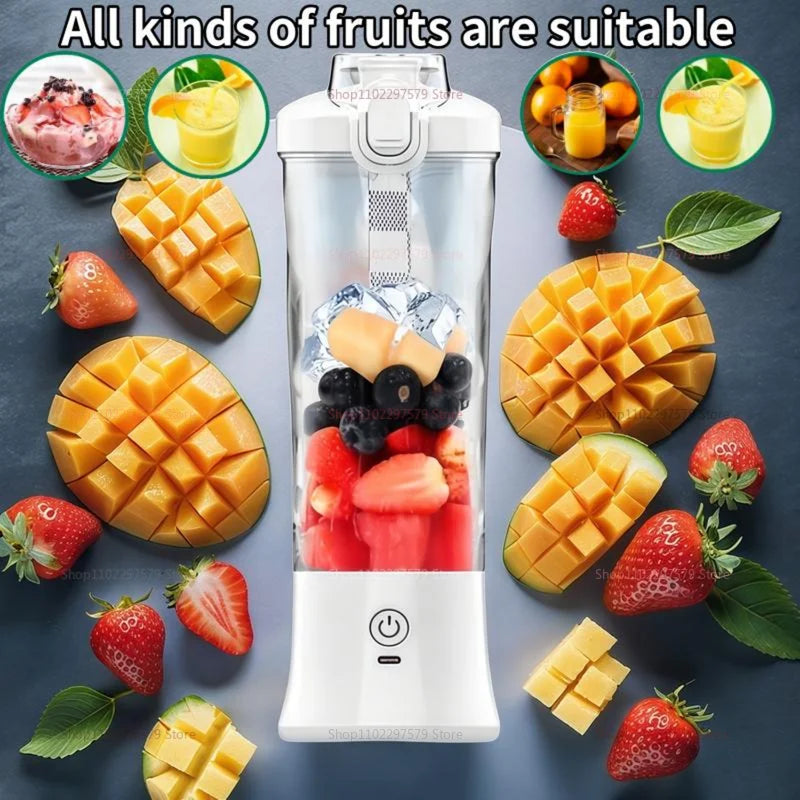 600ml Portable Electric Fruit Juicer Mixer machine USB Rechargeable Mini Fruit Juice Blender with 6 Blades Compact Juice Cup