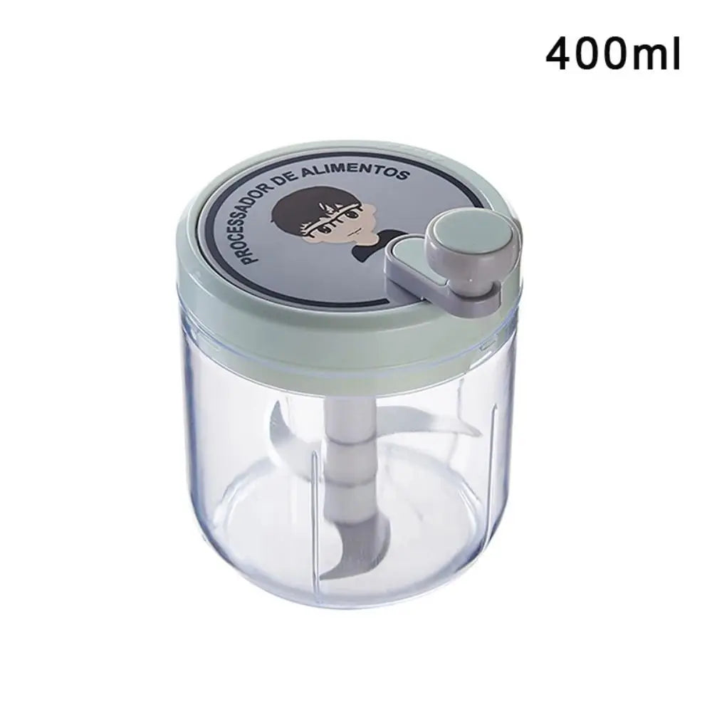 Green Food Processor Kitchen Gadgets 200ml/400ml Vegetable Chopper Blender Stainless Steel Blades Manual Pull Food Chopper