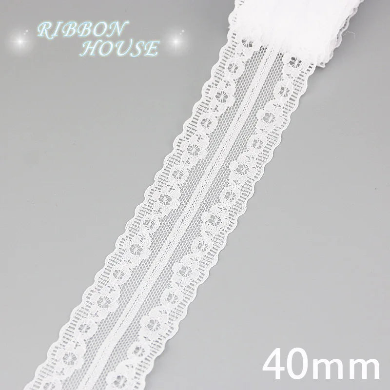 (5 yards/roll) white Lace ribbon fabric Webbing Decoration Lovely gift packing polyester Material