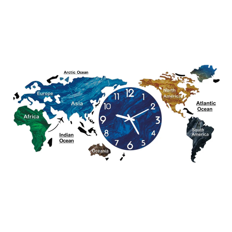 World map creative wall clock living room light luxury high sense 2024 new Internet celebrity simple modern acrylic clock