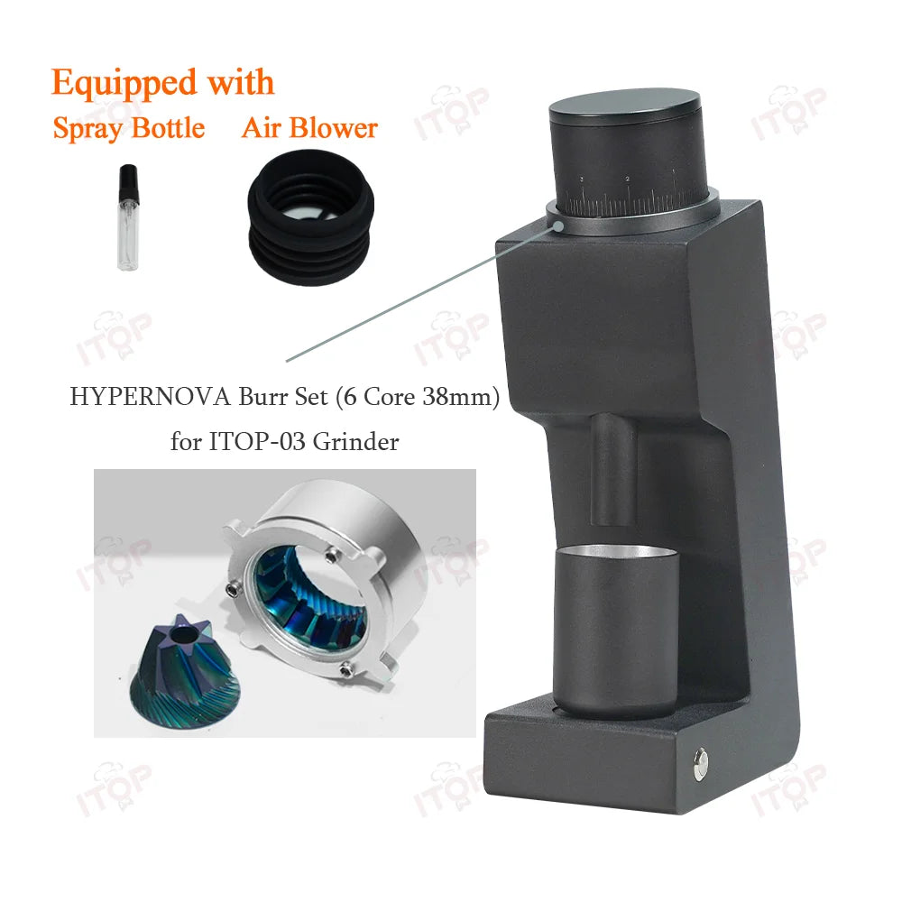Itop 03 Električni kavni mlinček šest jedrnih 38 mm burr gospodinjski kavni brusilnik mlinček za mlinček za espresso filter VS3