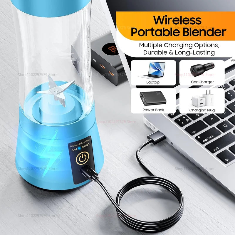 380 ml hordozható elektromos facsaró usb újratölthető turmixgép mini élelmiszer -feldolgozó gyümölcskeverő utazási kempinghez és konyhához