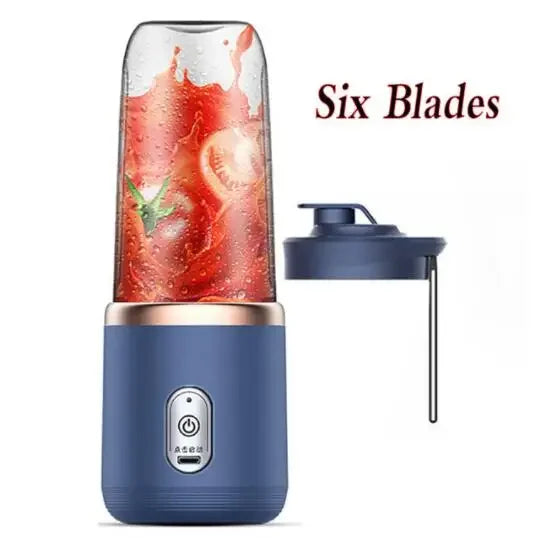 Mélangeur de jus de fruits Portable à 6 lames, Mini bouteille électrique personnelle d'été, presse-agrumes USB pour la maison, Machine à tasses pour la cuisine