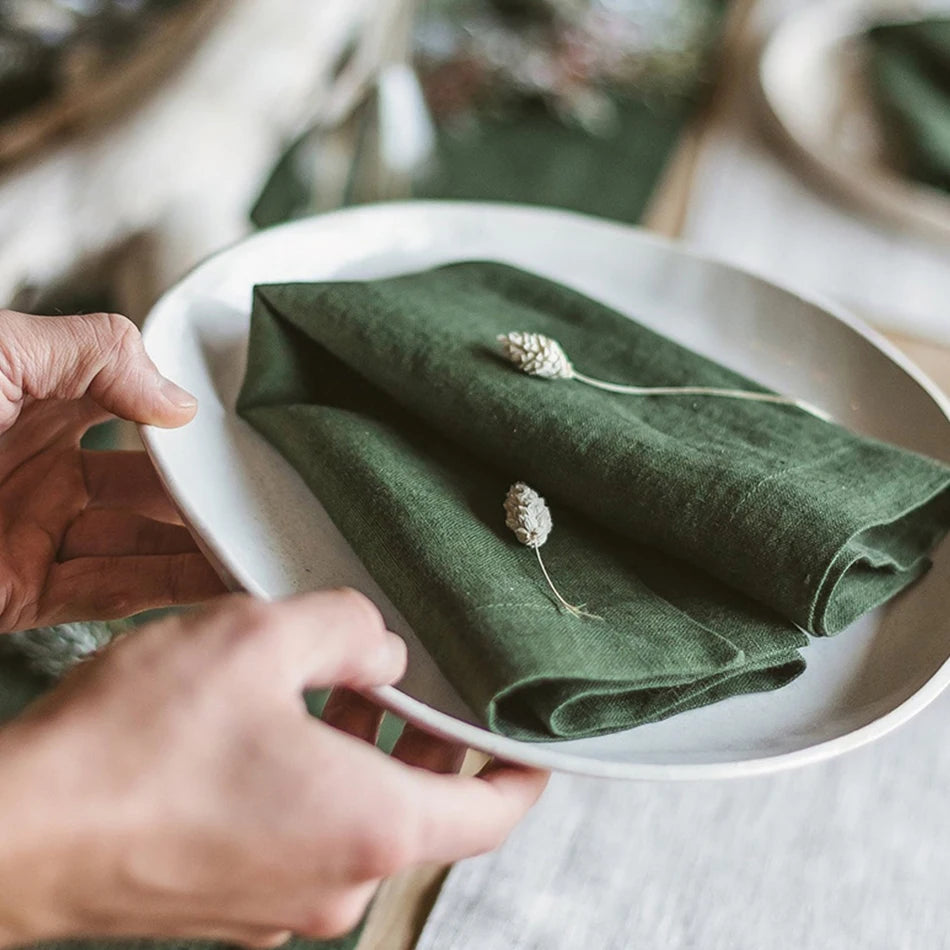 4PCS 40X40CM Pure Linen Napkins Cloths Soft Comfortable Fabric Reusable Kitchen Accessories for Wedding Birthday Parties
