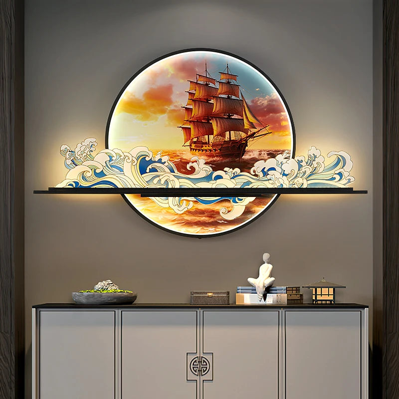 OUFULA Modern Picture Wall Light LED Chinese Creative Landscape Mural Lamp For Home Living Room Study Bedroom Decor