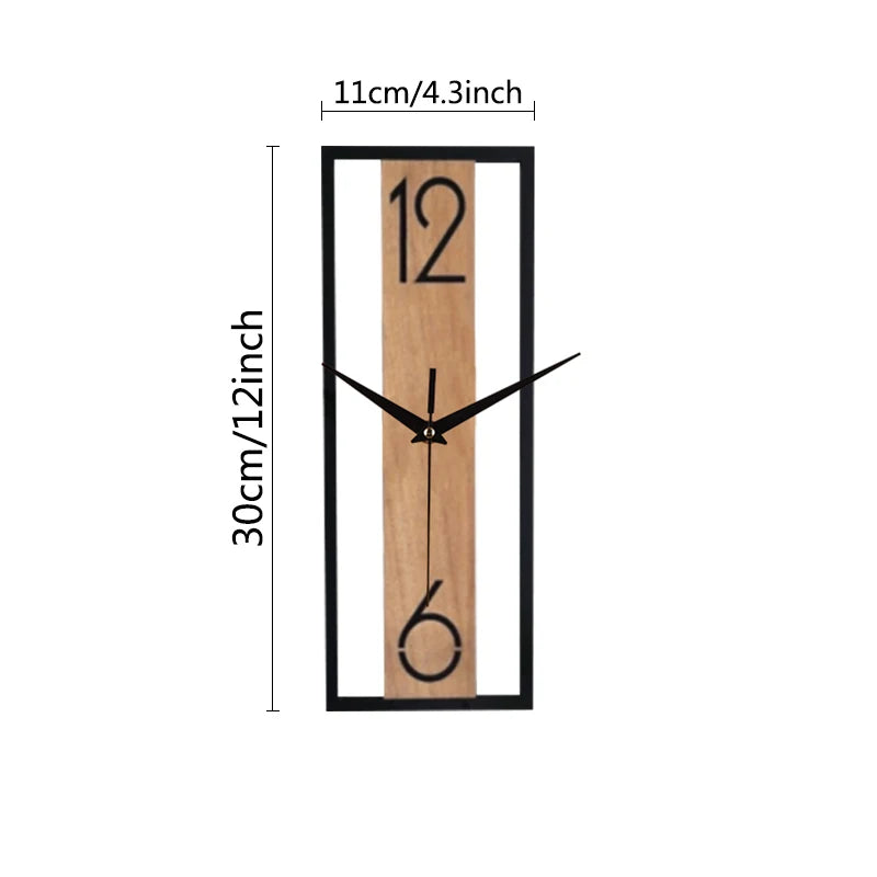 Rectangular wood grain wall clock for quiet decoration in homes and offices used in living rooms bedrooms and dining rooms