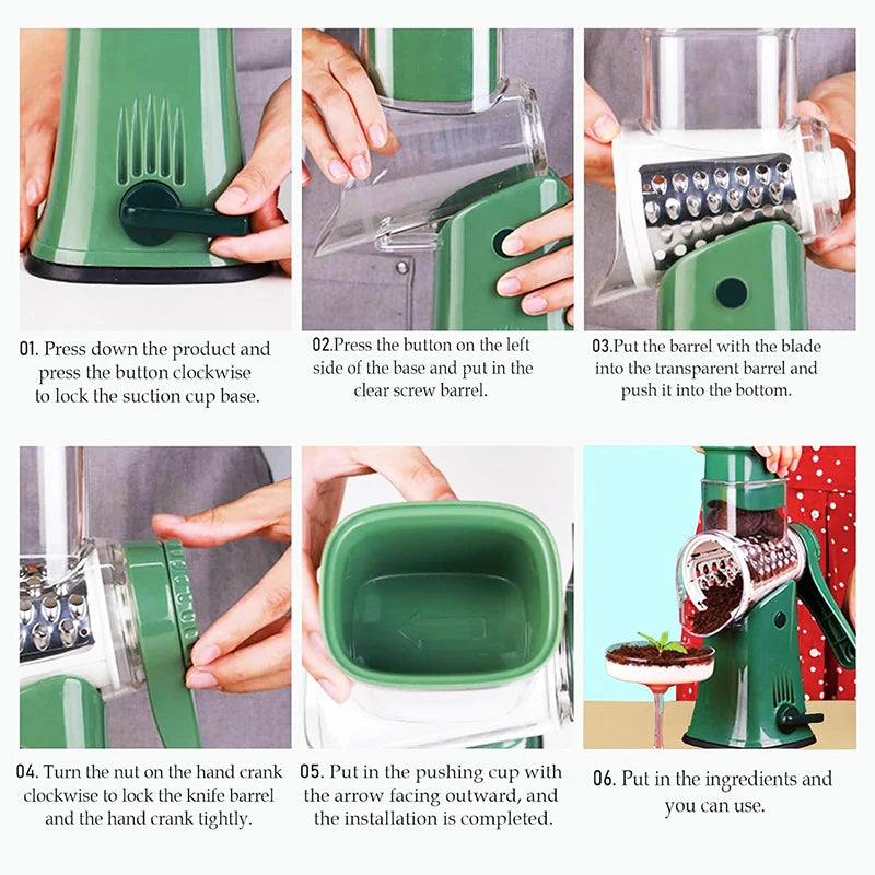 LMETJMA 5 in 1 Roterende Kaasrasp Shredder Keuken Mandoline Groente Julienne Snijmachine Wafelsnijder Moer Chopper JT247