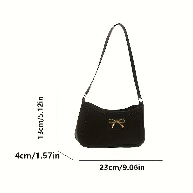 Trdna barvna ramenska torba Bowknot, elegantna majhna kvadratna torba, primerna za ženske torbice, zaprtje zadrge, modna pazduha, pazduha,