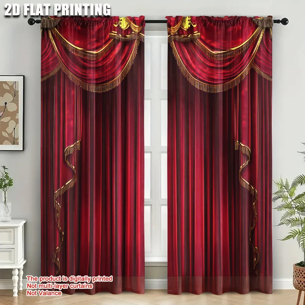 2Pcs Red Blackout Curtains For Privacy Machine Washable Perfect For Bedroom Living Room Decor Fashion Decorative Curtain