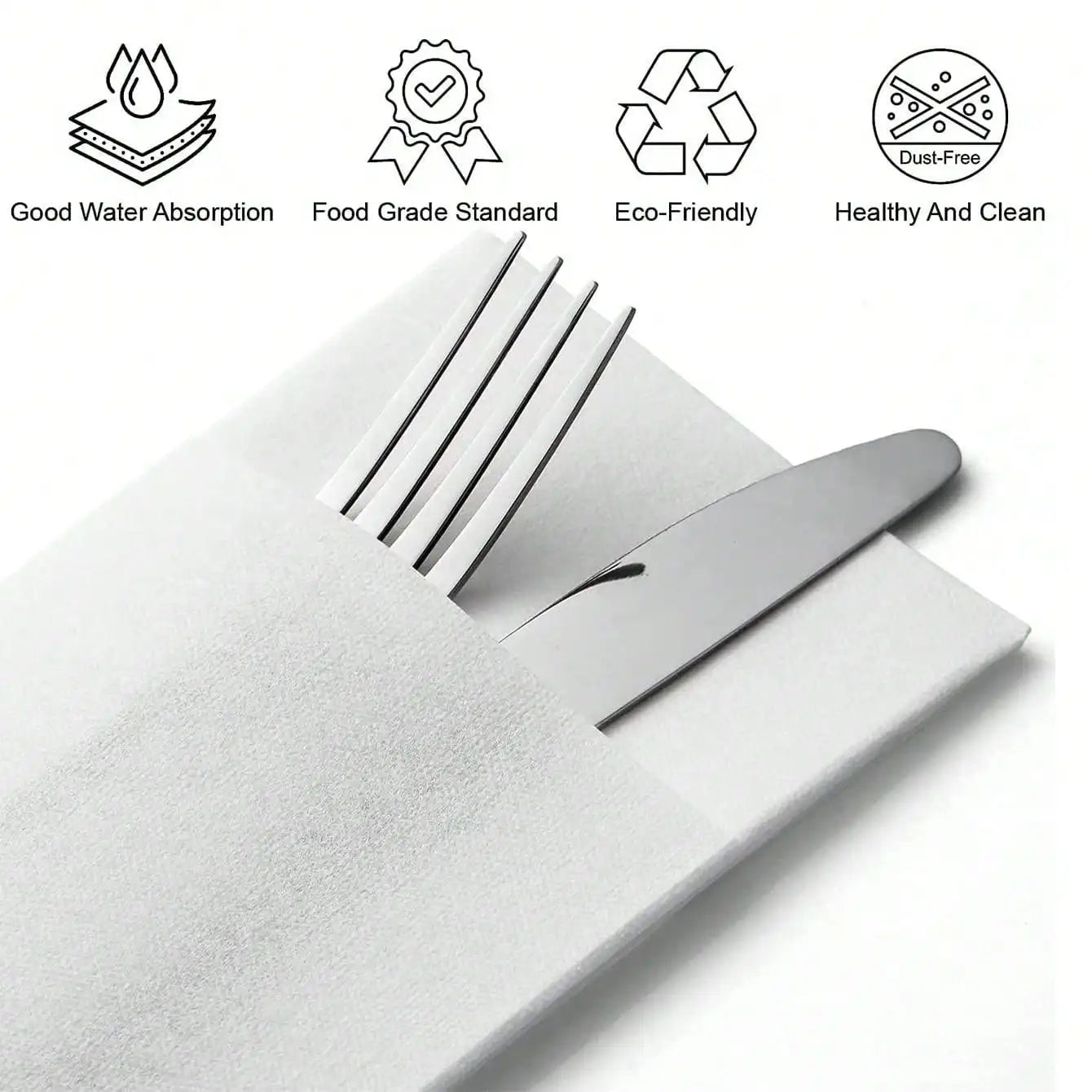 50pcs Dinner Napkins with Flatware Pocket - Prefolded Guest Towels, Paper Linen Feel for Weddings, Events, Kitchen & Daily Use