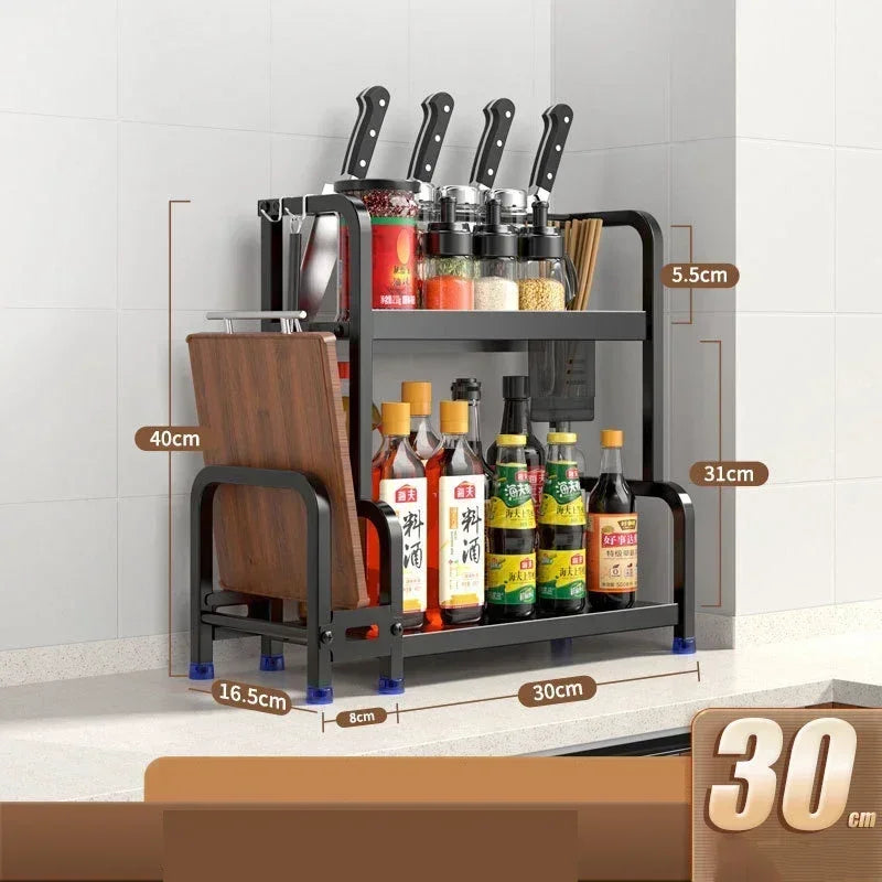 Knife Stand Door Organizer Spices Spice Racks Rack Jars Cutting Seasoning Drain Kitchen 2/3layers Condiments Storage Rack Board