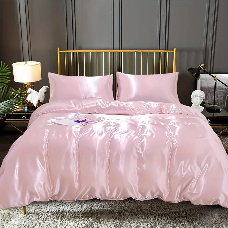Seturi de lenjerie de pat de plapumă de 3pcs din satin set de lenjerie de pat regină seria neagră, bogată de mătase, mătase moale, moale de miere de luna de miere gratuită