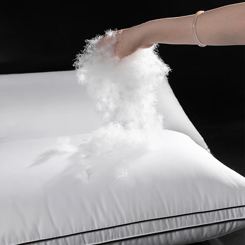 Luxury Bed Pillow 100% Goose Down 95% Fill 1200TC Pima - 50x70cm Down Pillow Queen King Size Pillowdown