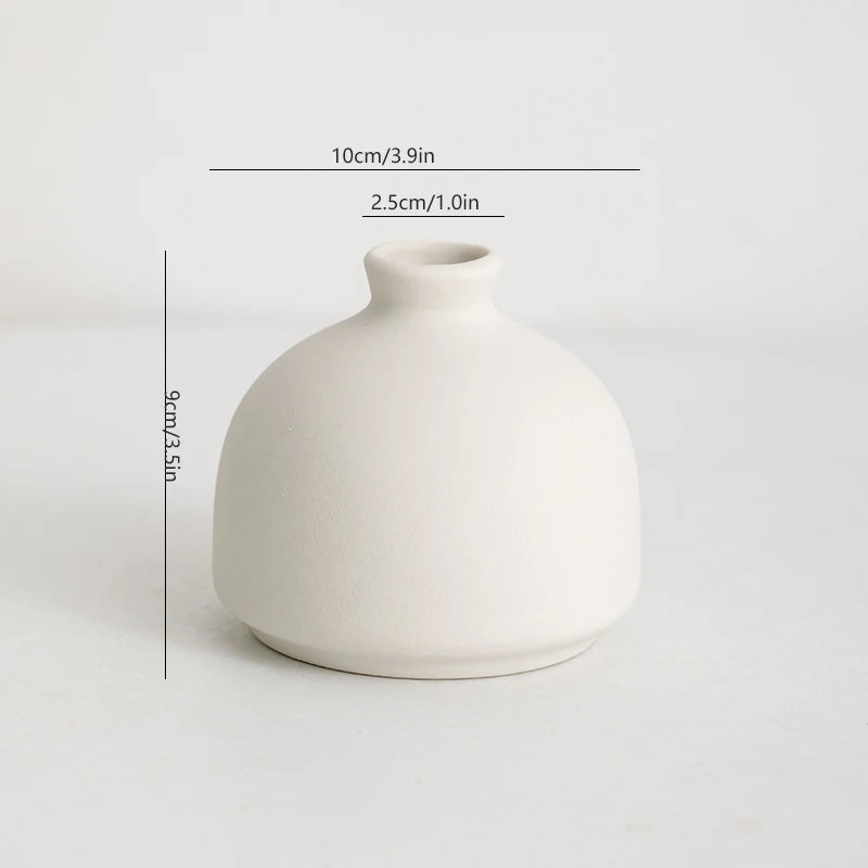 Nordic minimalist creative ceramic small flower vase for home, living room flower arrangement, green plants, tableware, dried fl