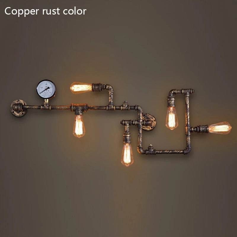 Lampada da parete vintage Steampunk Lampada da parete industriale per tubo dell'acqua per loft Ristorante Bar Negozio Arredamento Retro E27 Sconce Light Fixture