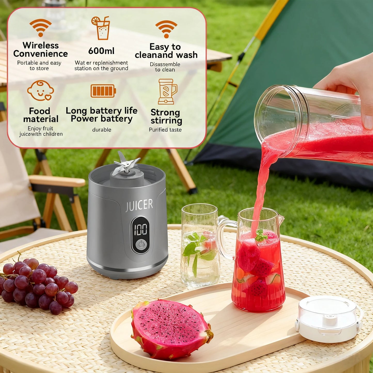 Portable Personal Electric USB Juicer,600ML Mini Blender Portable Blender For Shakes and Smoothies juice