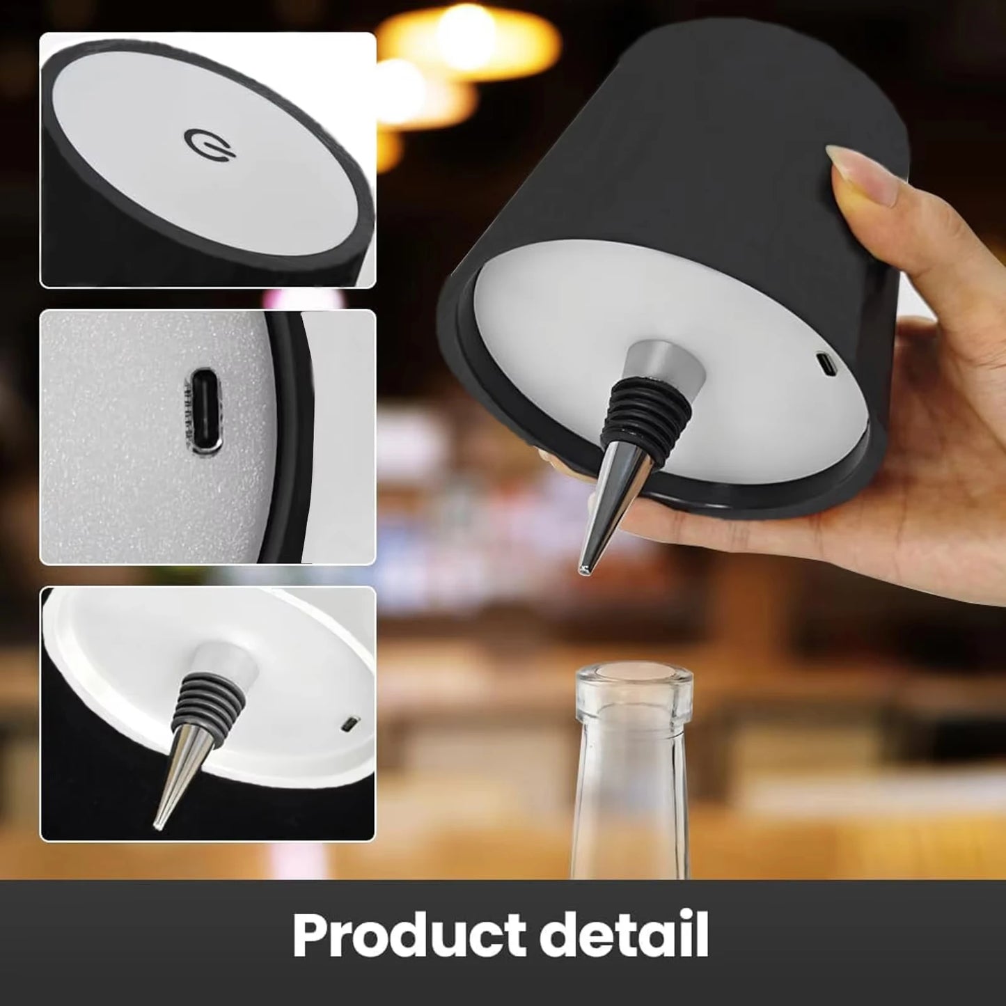 USB Charge Bottle Table Lamp Touch Control 3 Colors and Stepless Dimming Night Lamp For Restaurant Bar Wine Bottles Desk Lights
